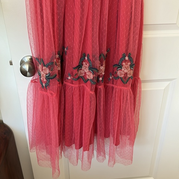 Mia Joy Girls Long Red Flower Dress - Picture 3 of 8